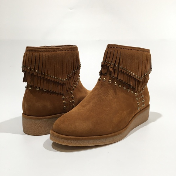 UGG Ariane Studded Fringe Ankle Boots -Chestnut Nubuck -Women’s US 5 -NEW - Picture 1 of 8